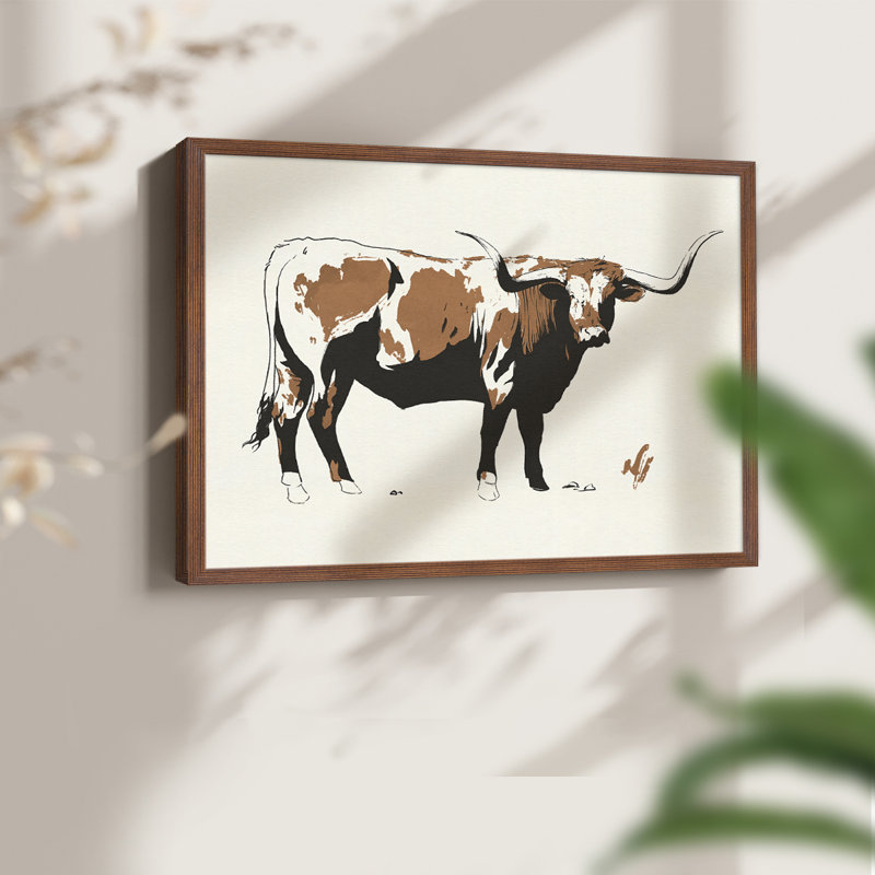 Terre Cotta Steer I - reproduction encadrée - réarmable, Noyer, H 16 po x l 20 po