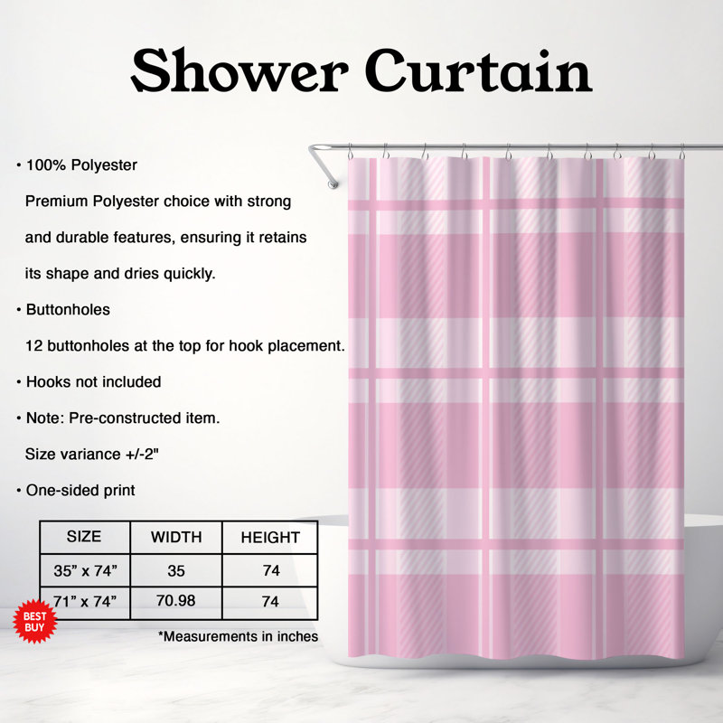 Rideau de douche Tender Plaid - Premium, H 74 po x l 71 po
