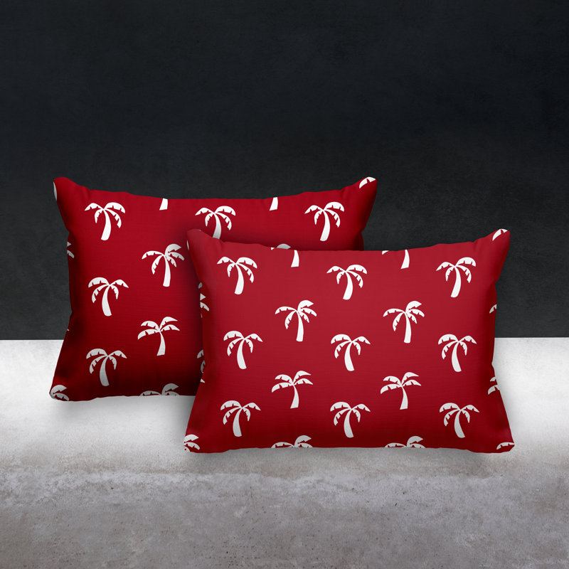 Polyester / Mélange de polyester Housse de coussin rectangulaire intérieure / extérieure lombaire et insert, Rouge
