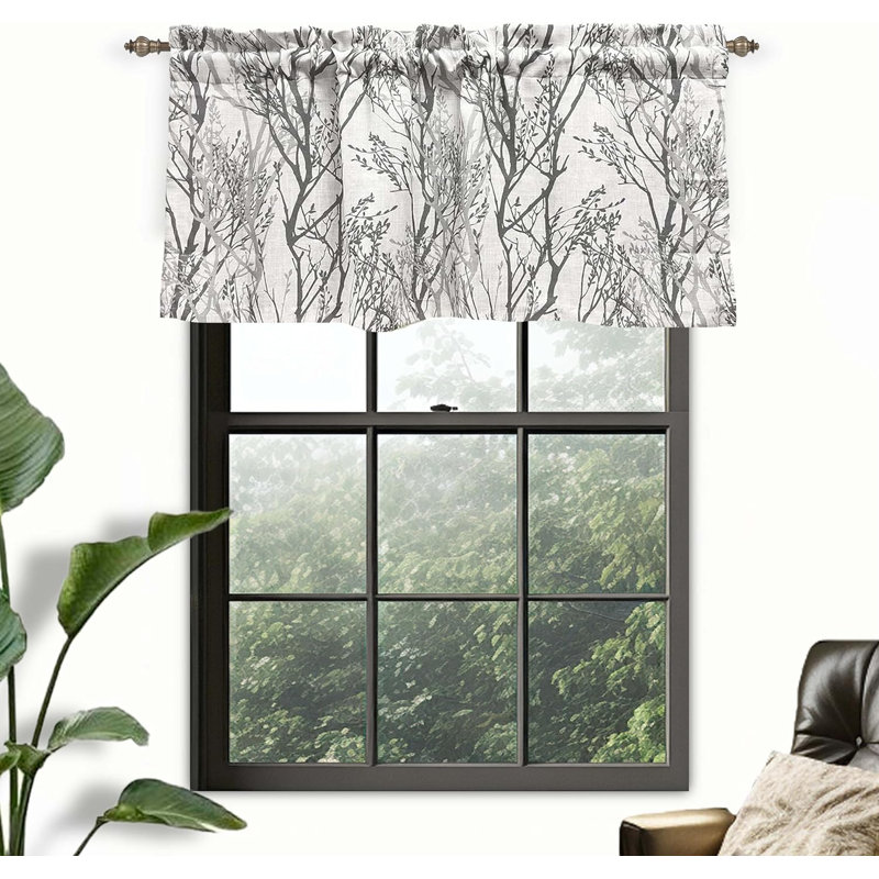 Floral Scalloped 52'' W Window Valance in, Gray, 52" W x 24" L