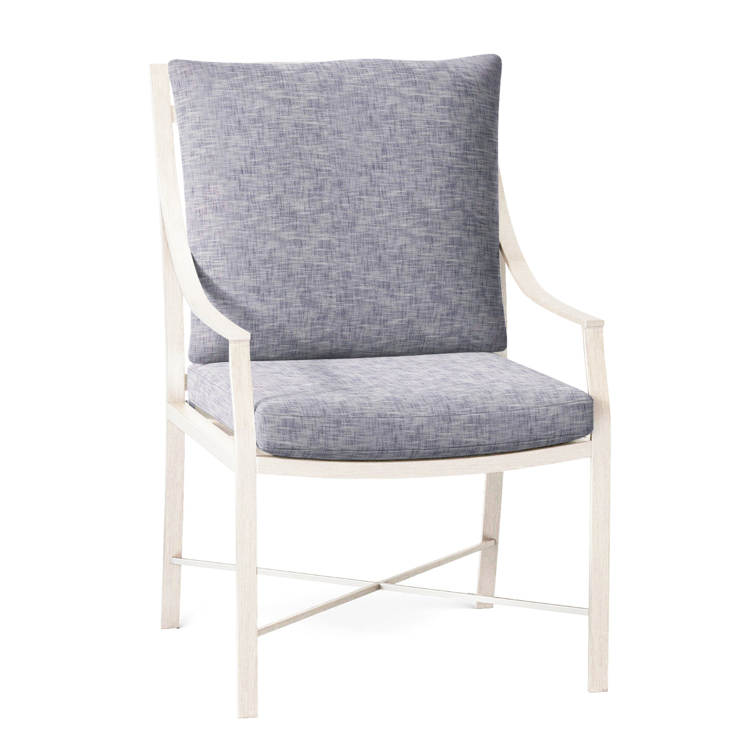 Monaco Outdoor Arm Chair, No Welt, Indigo Velvet, Slate Gray