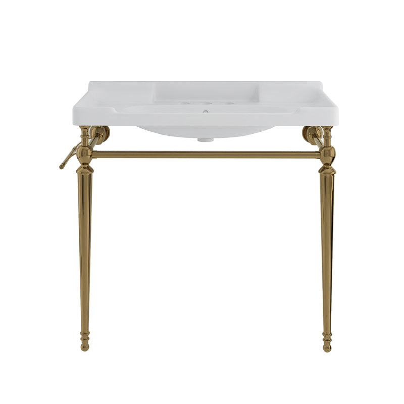 Meuble-lavabo autoportant simple avec plateau en céramique, Blanc