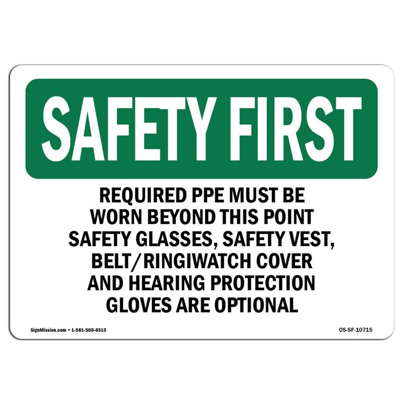 «Safety First Sign», H 12 po x l 18 po x P 0,1 po