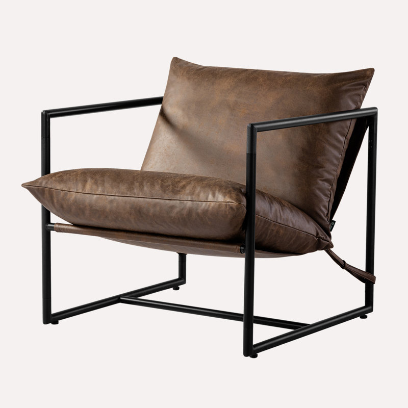 Zaraan Faux Leather Accent Chair, Cocoa Brown Faux Leather