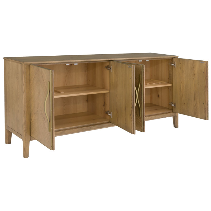 Maxwell 80'' W Solid Wood Credenza, Sunlit Oak