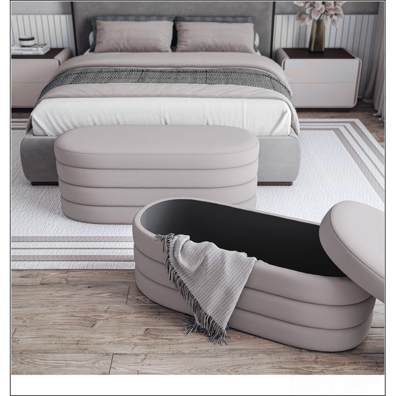 Banc en velours avec rangement, conception simple, confortable et durable, banc multifonctionnel