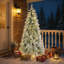 Arbre de Noël enneigé 6 pi avec lumières DEL, pour décoration de maison de vacances et de bureau-1860836778