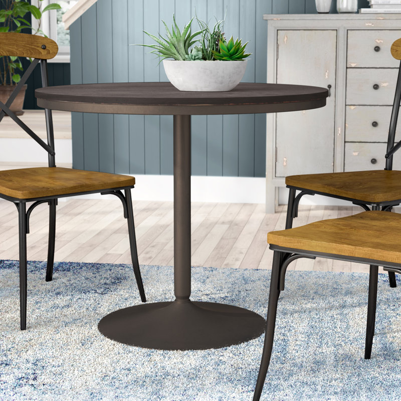 Chambord Round Metal Base Dining Table, Antique/Espresso