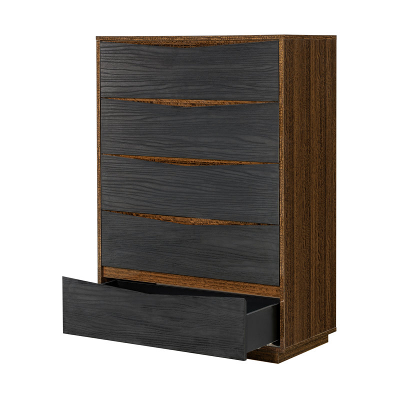 Commode 5 tiroirs Kayner - Gris anthracite
