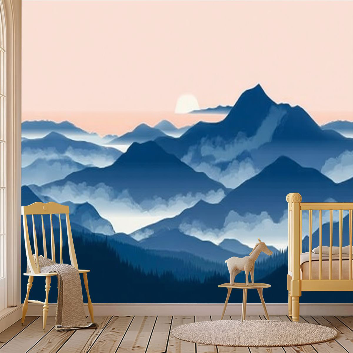 Union Rustic Peel and Stick Wallpaper Wall Mural mountain landscape ...