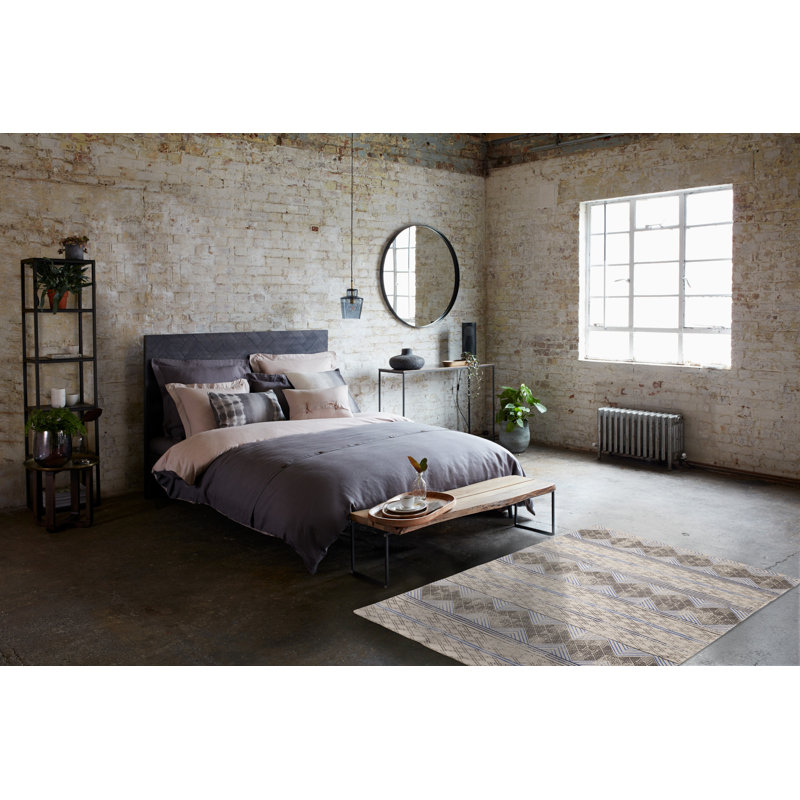 French Connection Suri Machine Washable Stonewash Printed Cotton Rugs, Rectangle 4' x 6'