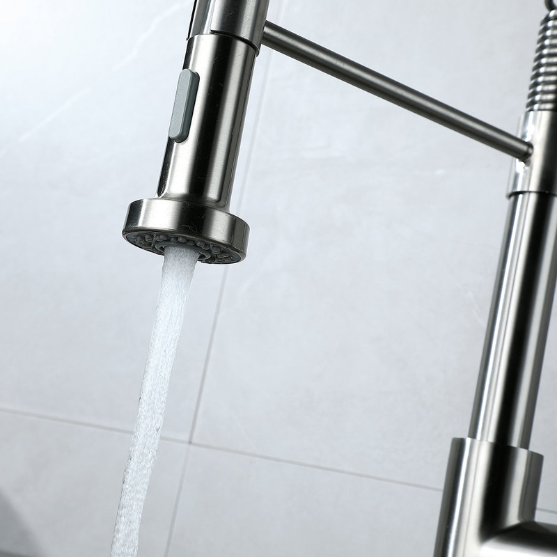 Brushed Nickel Sink Faucet With Pull Down Spray Mechanism - Single Handle Control, 360 Degree Spout Rotation, Metal Body Made For Durability Functionality Movement, Material