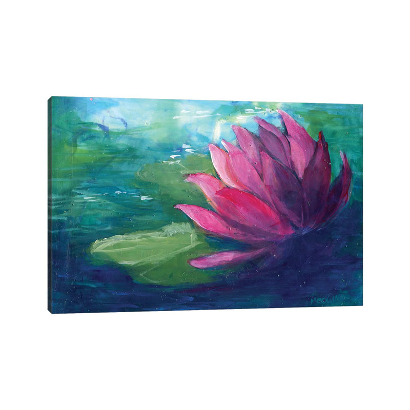 «Pink Water Lilly» par Might Fly Art & Illustration - Giclée sur toile tendue avec châssis, H 12 po x l 18 po x 1,5 po