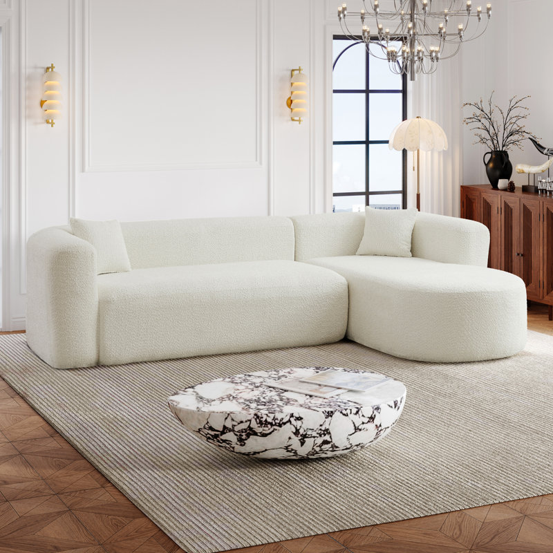 Canapé modulaire Modern, Chenille beige, Orienté à droite