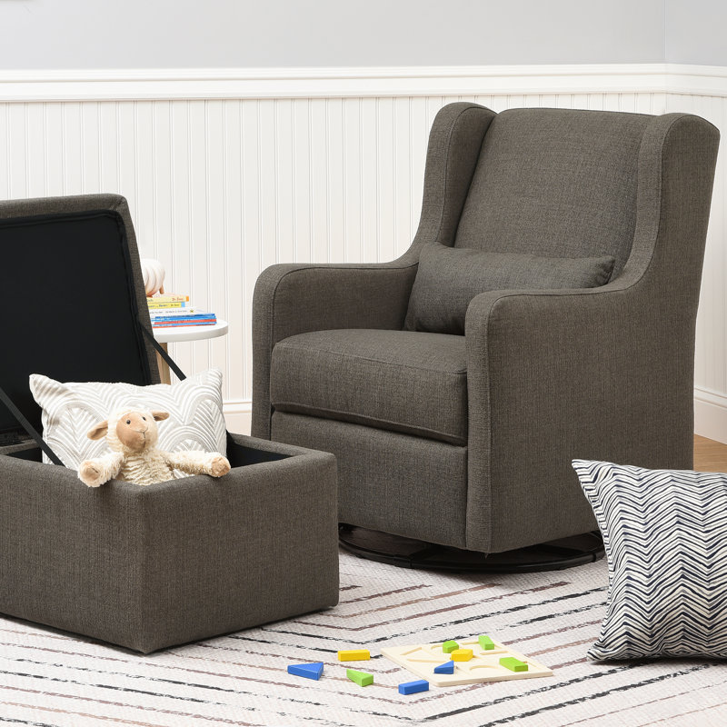 Adrian Swivel Glider and Ottoman, Performance Charcoal