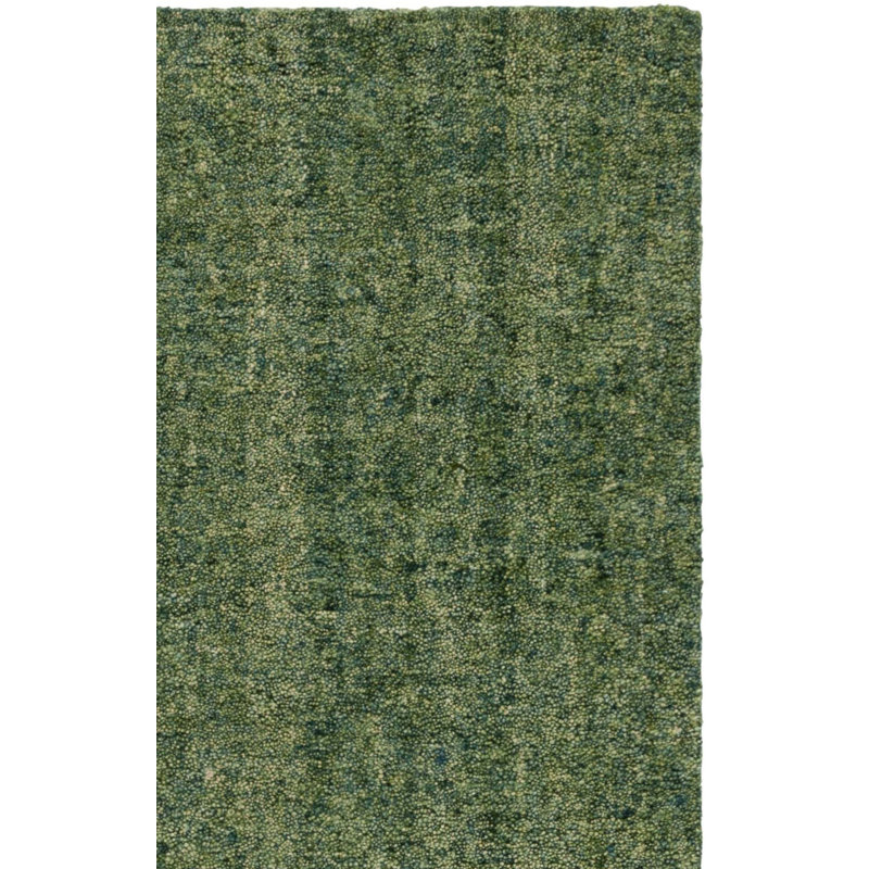 Hogue 101 Hand Tufted Imported Handspun Wool/Cotton No Pattern Indoor Use Only Rug in Green, Runner 2'3" x 8'