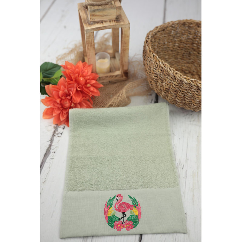 Serviette 100% coton Benvenuta, Vert / rose / jaune