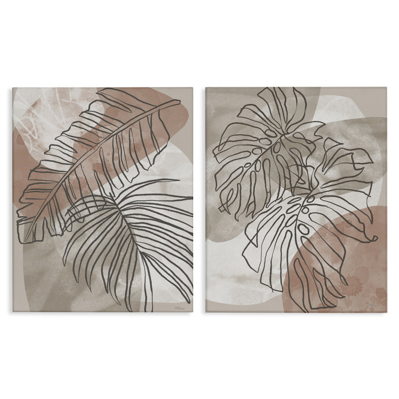Ensemble d'art mural sur toile 2 pièces Natural Earth Tone Palms, design par Cat Thurman Designs, H 20 po x l 16 po