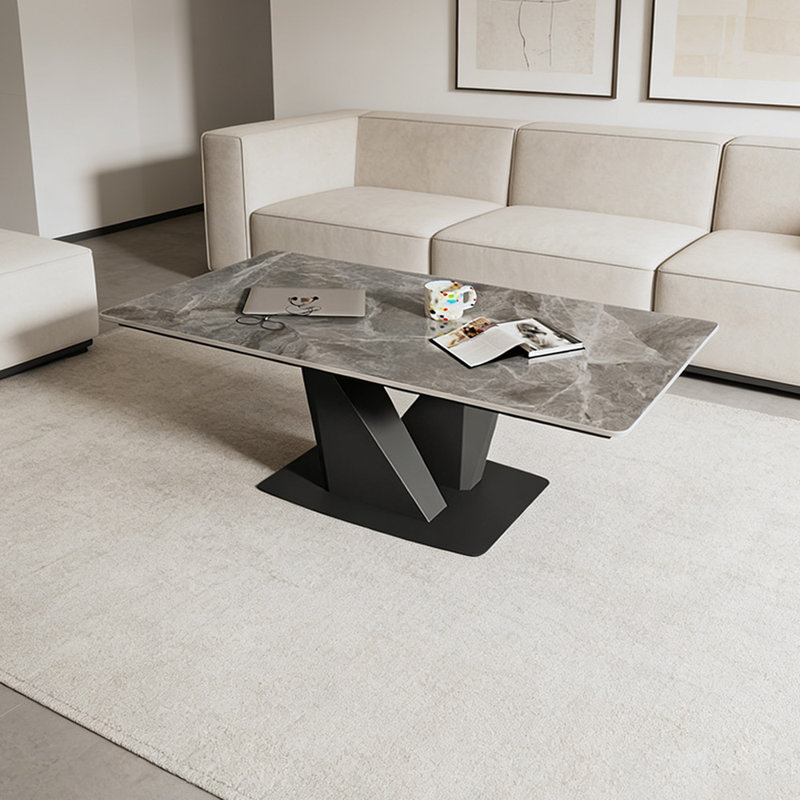 Table basse de salon haut de gamme, H 17,71 po x L 51,18 po x l 27,55 po, Noir, Gris