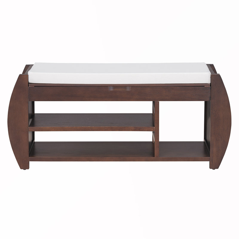 Upholstered Storage Bench, Espresso, 18.28" H x 42" W x 13" D