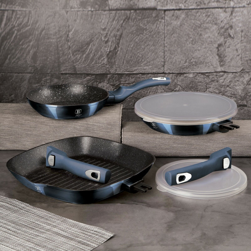 Aluminum Non-Stick Frying Pan Set, Aquamarine