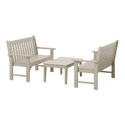 Poly 3-Piece Bench With Coffee Table