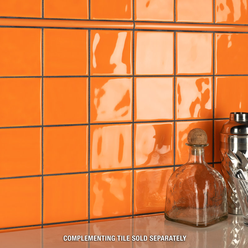 Twist 4" x 4" Ceramic Grid Mosaic Tile, Orange Sunset