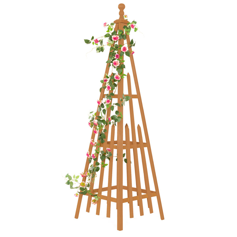 172.7cm H Wood Obelisk Trellis, Brown, 172.7cm x 50.8cm x 50.8cm