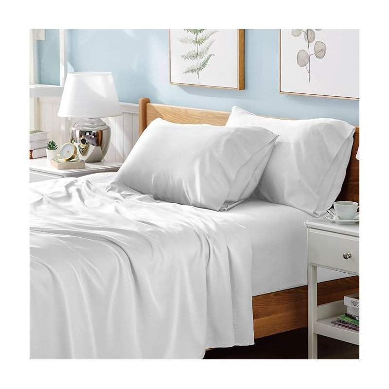 Ranarda Cotton Blend Percale Flat Sheet, White, Single (3')