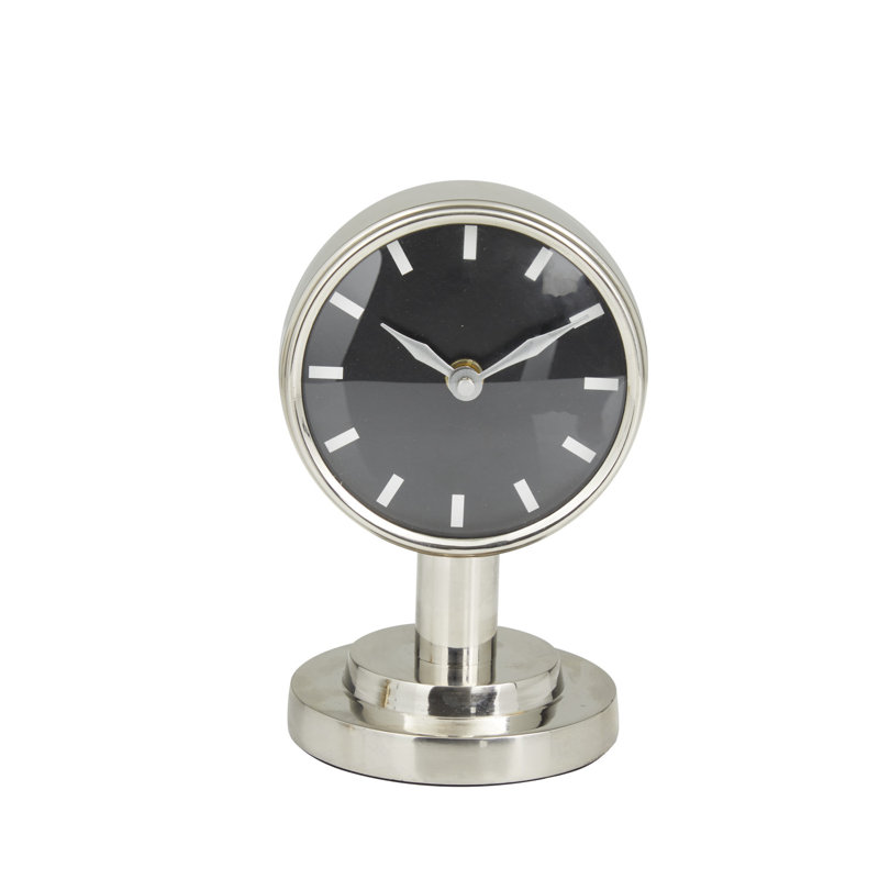 Analog Stainless Steel Mechanical Tabletop Clock, Silver