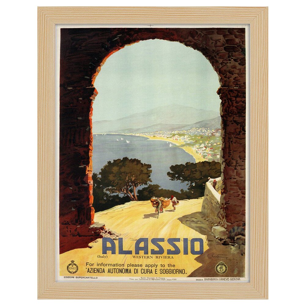 Leinwandbild Vintage Tourist Poster Alassio