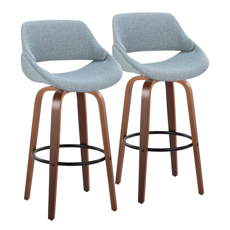Tabouret de bar et de comptoir rembourré Najrin, Noyer glacé/noir, Bar Stool (30" Seat Height), Gris anthracite