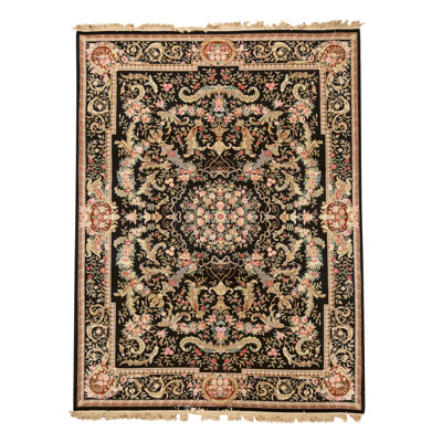 Hand Knotted Oriental Area Rug in Black