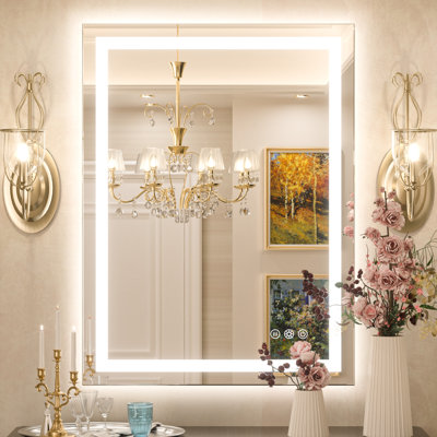 Atherton Modern Frameless Anti-Fog LED Lighted Dimmable Wall Mounted Bathroom Vanity Mirror