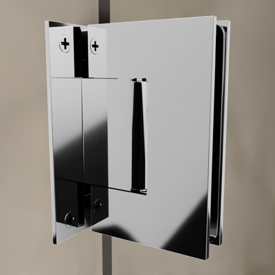 Brixwell V037CH Charnière de plaque arrière complète à fixation murale 4 po de hauteur pour verre trempé monolithe de 3/8 po à 1/2 po préréglé à 5 degrés sans finition chrome poli