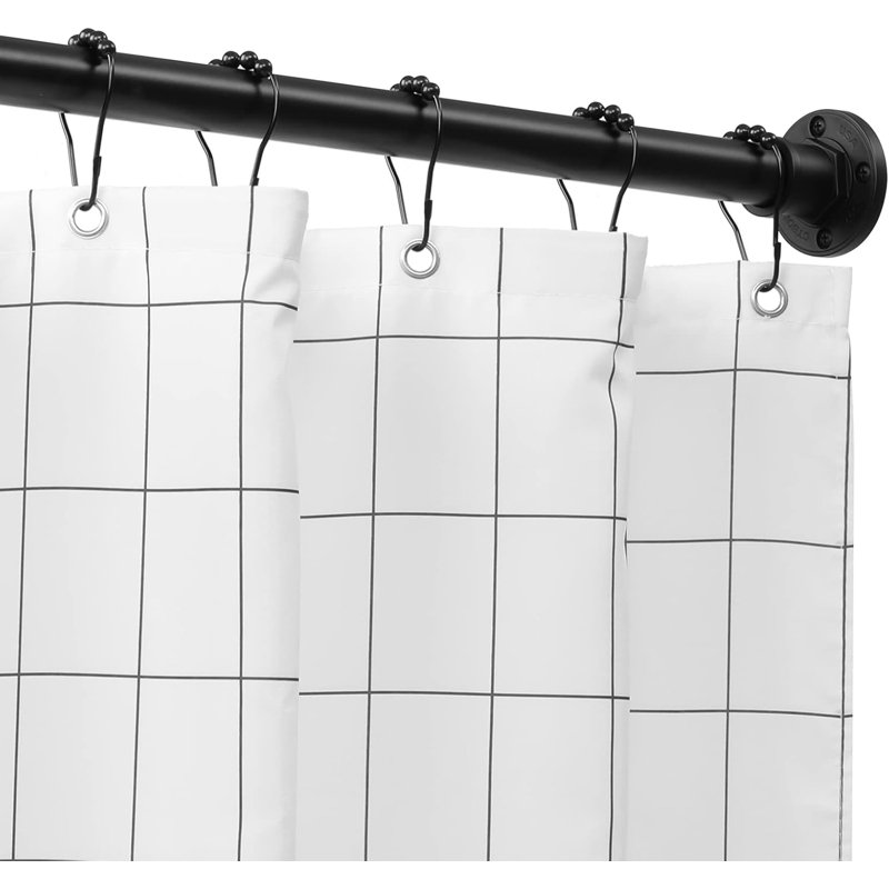 Tringle à rideau de douche robuste - tension 2 en 1 et fixation par vis - longueur réglable en acier inoxydable antirouille pour salle de bain et fenêtre