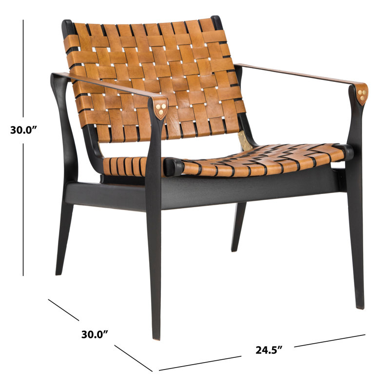 Armchair, Black, Brown Genuine Leather