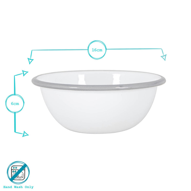 Argon Tableware - White Enamel Bowls, Grey