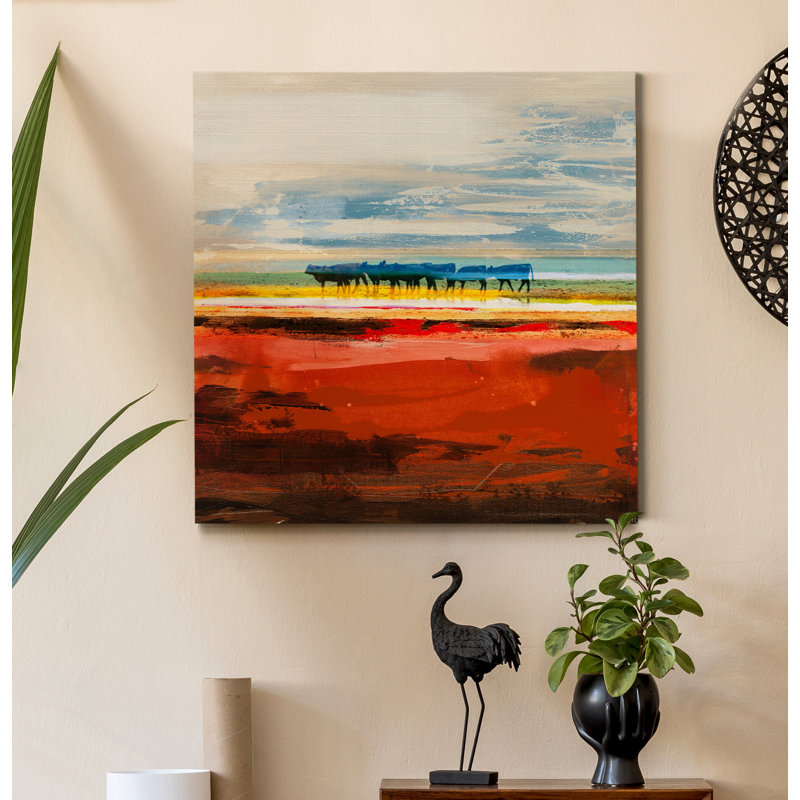 « Texas Cattle »-reproduction sur toile tendue, H 32 po x l 32 po x P 1 po