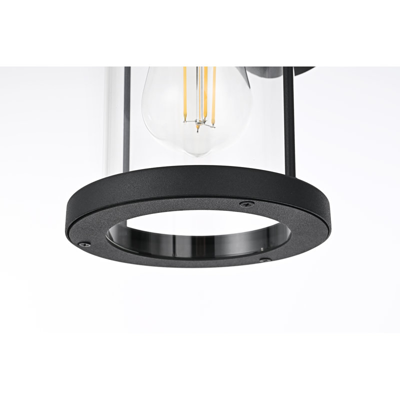Roy Outdoor Wall Sconce in Black, 10" H x 6" W x 7" D