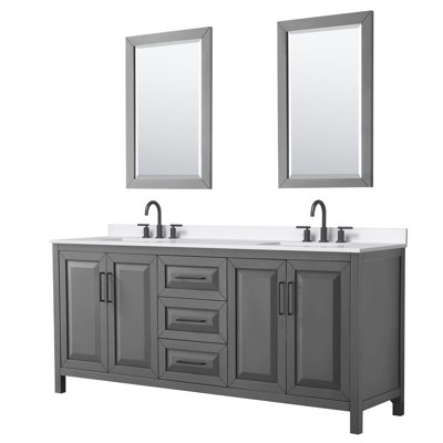 Daria 80'' Double Bathroom Vanity with Quartz Top