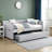 Modern Upholstered Daybed with Pull-Out Trundle - Twin Size Bed with Side Pockets & Nailhead Trim for Bedroom, Living Room, Guest Room-334722548