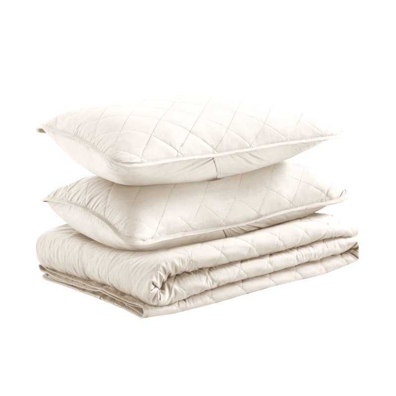 Wayfair Basics® Microfiber Reversible Diamond Quilt Set, Coconut Milk, Twin/Twin XL Quilt + 1 Standard Sham