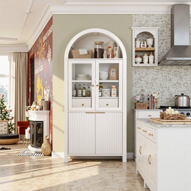 Buffet de rangement 71 po en MDF, Blanc