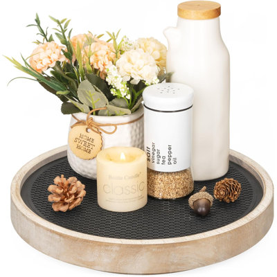 10.5" Non-Skid Wood Lazy Susan Turntable for Table Top – Chic Lazy Susan Turntable for Cabinet, Coffee Table, Pantry & Kitchen Counter Tray - Ideal for Organization and Storage (Natural Wood)