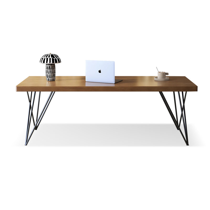 Nut-brown Rectangular Solid Wood writing desk, 29.53" H x 55.12" W x 27.56" D