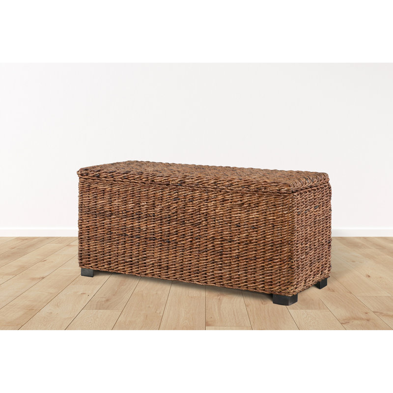 Woven Rattan Wicker Solid wood Banana Leaf Storage Trunk
