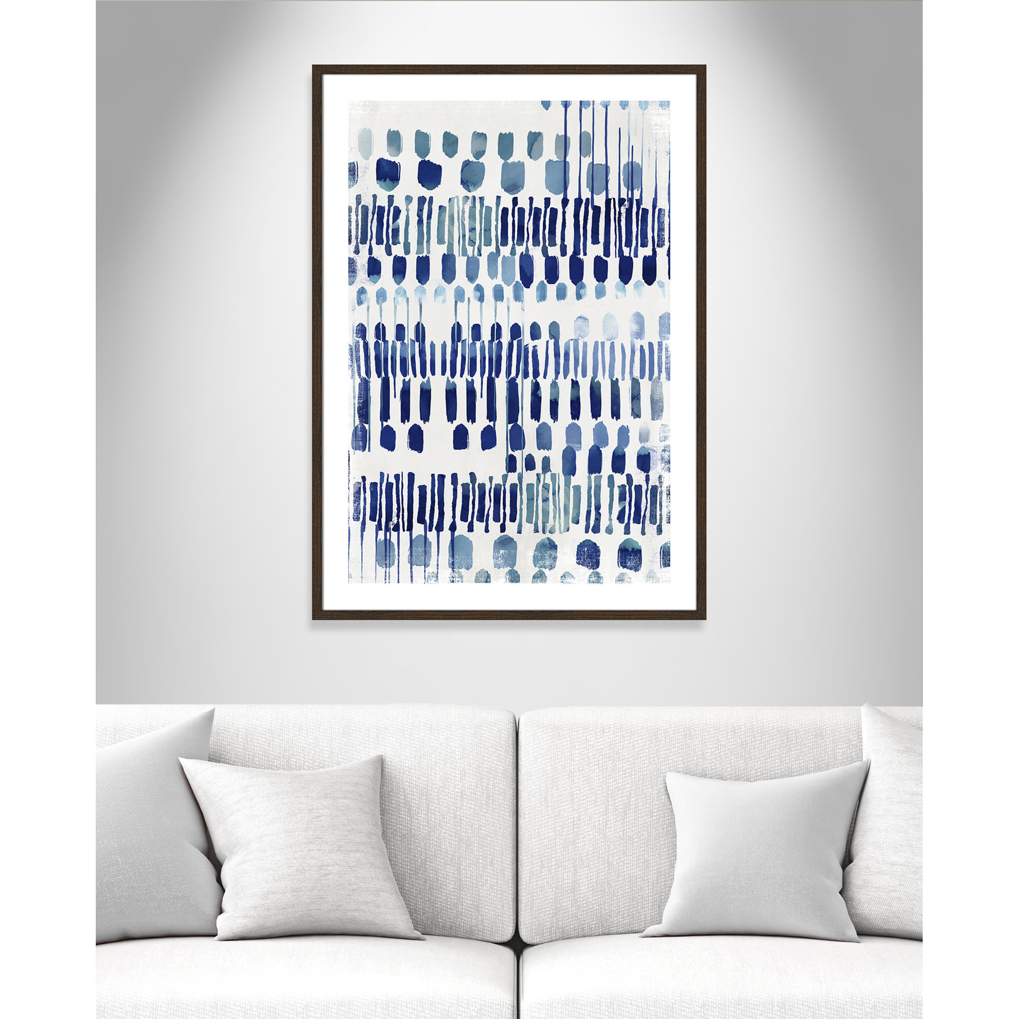 Continuously I - Painting Print, Walnut Wood Grain Framed Paper, 41.5" H x 29.5" W x 0.75" D, White