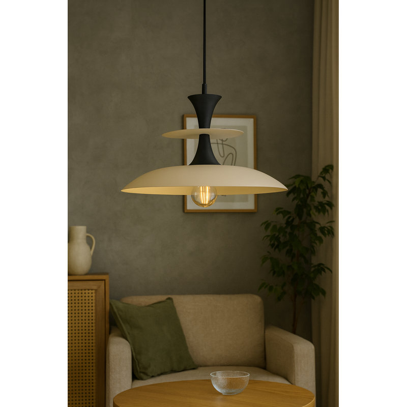 1 - Light Matte Black Dome Pendant, Latte/Black