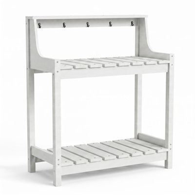 Table de rempotage extérieure résistante aux intempéries, table de jardin avec rangement pour terrasse, cour et pelouse